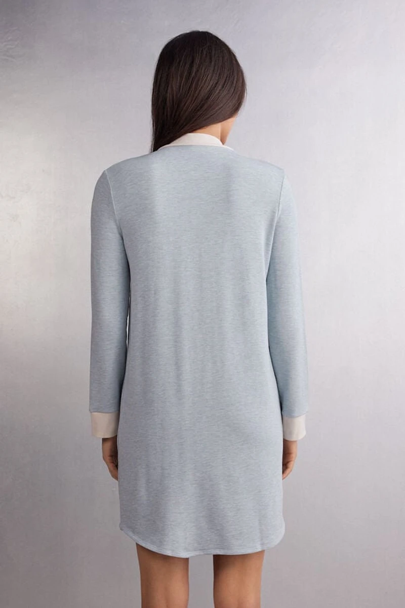Cold Winter Night Button Up Nightshirt Modal with Wool