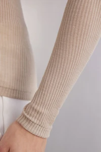 Long Sleeve Wide Neck Sweater Wool and Silk
