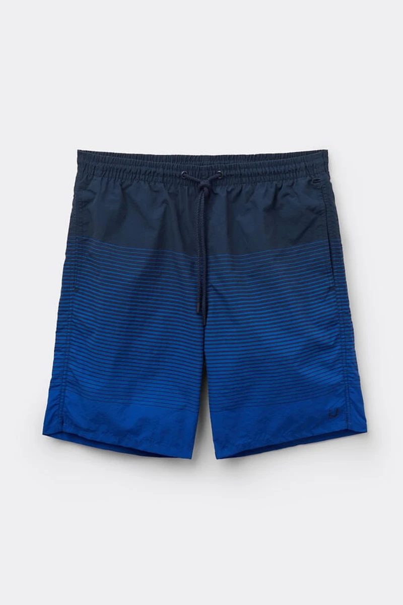 Stripe Print Long Swim Trunks