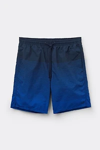 Stripe Print Long Swim Trunks