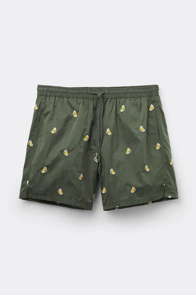 Embroidered Beer Mug Swim Trunks