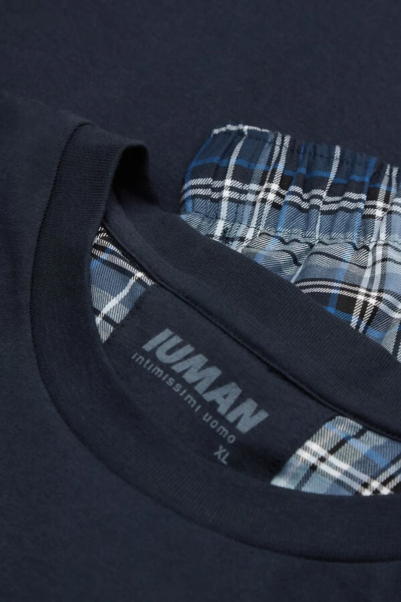 Check Print Cloth and Cotton Short Pajamas