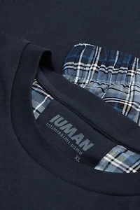Check Print Cloth and Cotton Short Pajamas