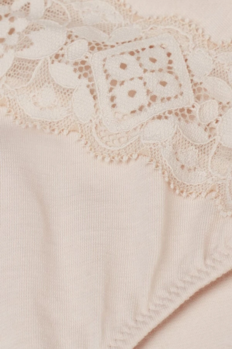 Semi-High Rise Cotton and Lace Panties