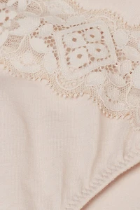 Semi-High Rise Cotton and Lace Panties
