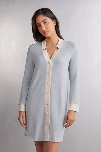 Cold Winter Night Button Up Nightshirt Modal with Wool