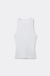 Ribbed Cotton Lamé Tank Top