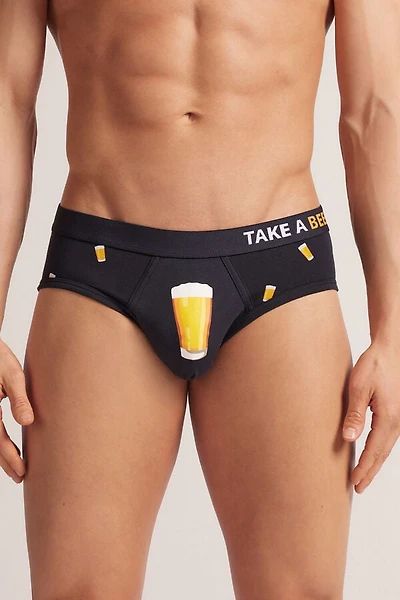 Beer Print Superior Cotton Briefs