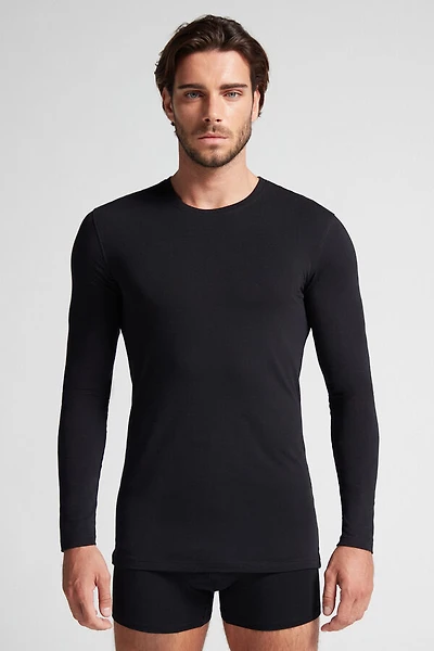 Stretch Superior Cotton Long Sleeve Top