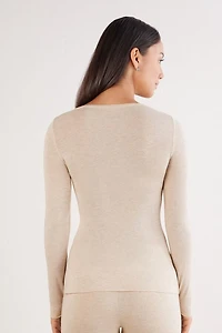 Long Sleeve Scoop Neck Top Ultralight Modal with Cashmere