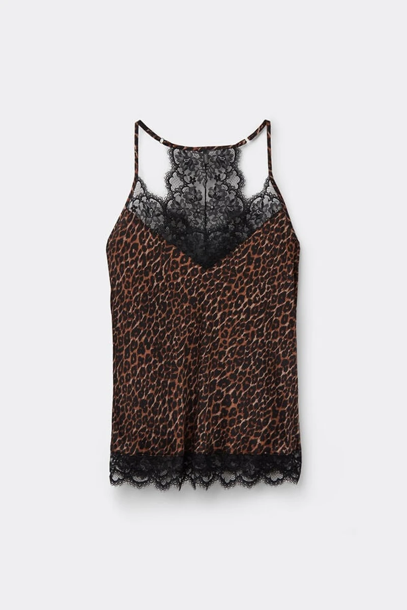 Sensual Attitude Animal Print Viscose Satin Top