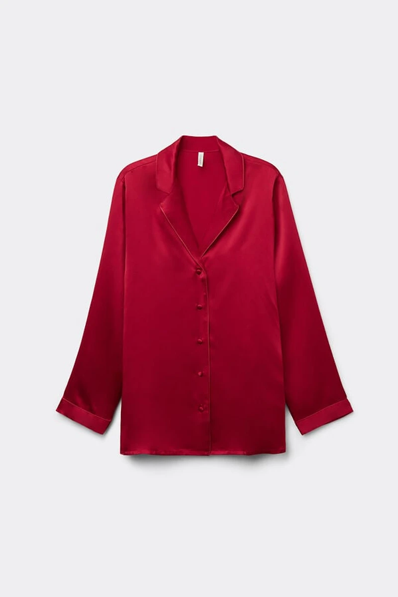 Mannish-Cut Jacket Silk Satin