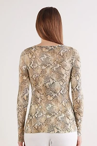 Seductive Glamour Snakeskin Print Top Modal Ultralight with Cashmere