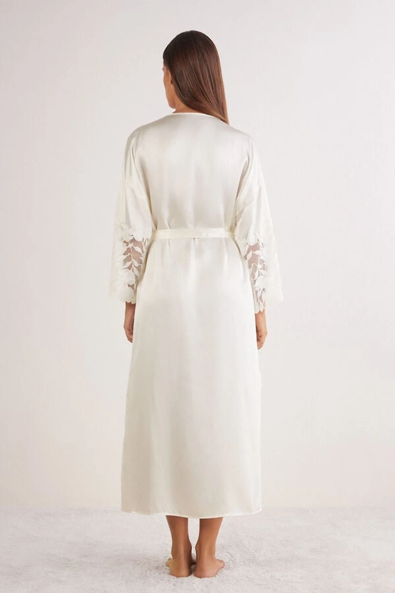 All About Flowers Long Silk Robe
