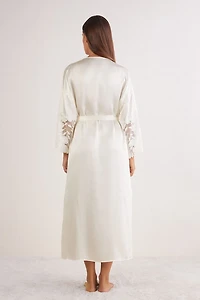 All About Flowers Long Silk Robe