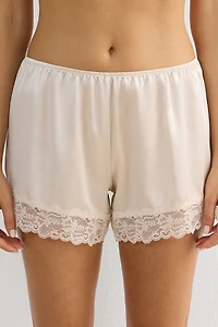 Lace Trim Silk Shorts