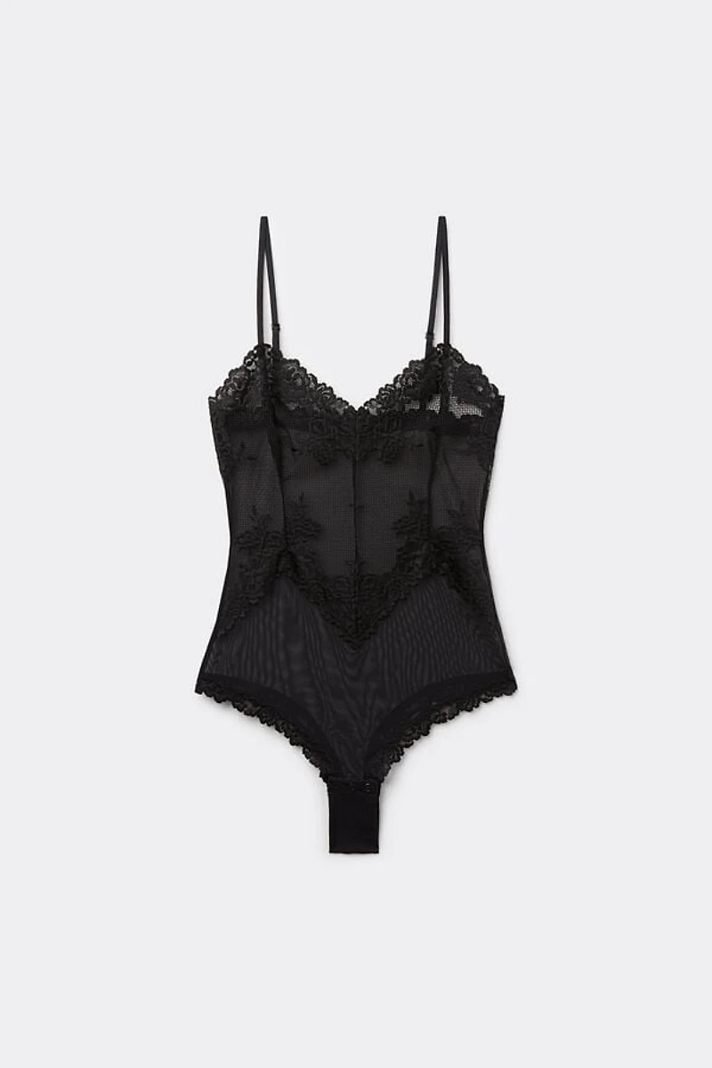 Pretty Flowers Tulle and Lace Bodysuit