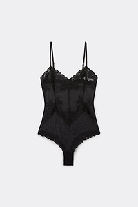 Pretty Flowers Tulle and Lace Bodysuit