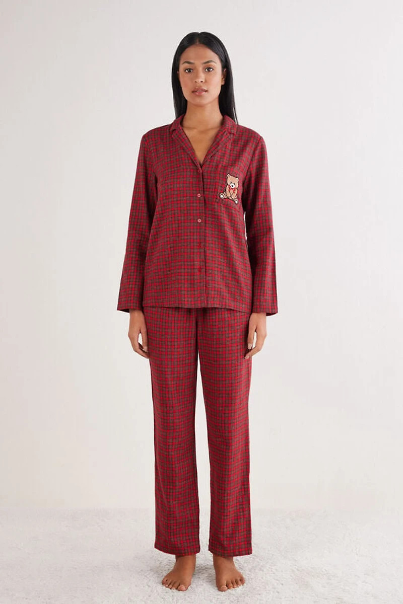 Tartan Brushed Cloth Full Length Pajamas