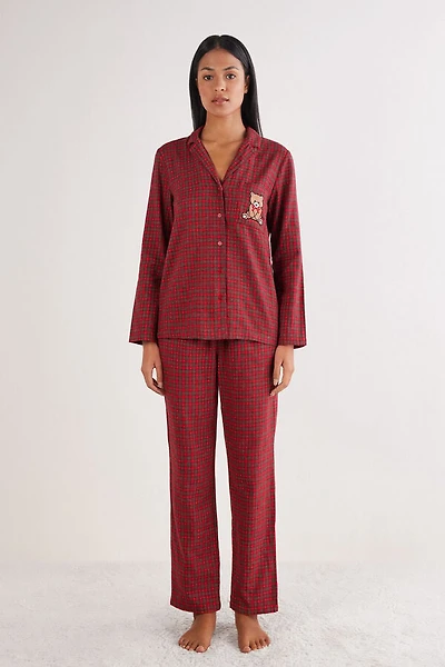 Tartan Brushed Cloth Full Length Pajamas