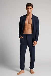Modal and Silk Piqué Full Length Pants