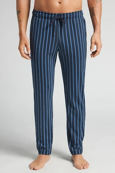 Full Length Pants Striped Cotton
