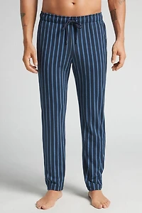 Full Length Pants Striped Cotton