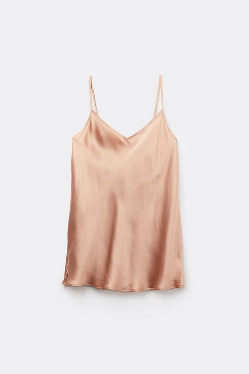 Silk Satin Top with V-neckline