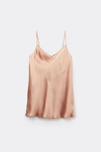 Silk Satin Top with V-neckline