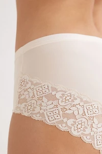 Microfiber and Lace High Rise Panties