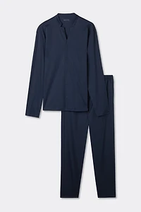 Open Front Full Length Pajamas Cotton