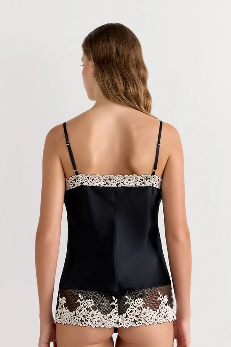 Pretty Flowers Thin Strap Silk Tank Top