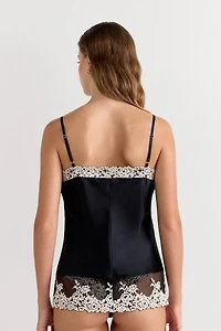 Pretty Flowers Thin Strap Silk Tank Top