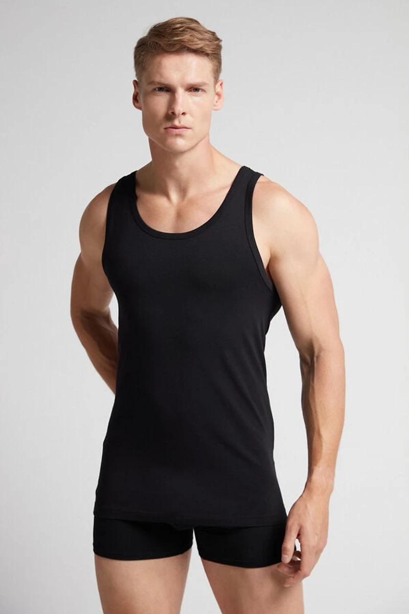 Round Neck Tank Top Stretch Superior Cotton