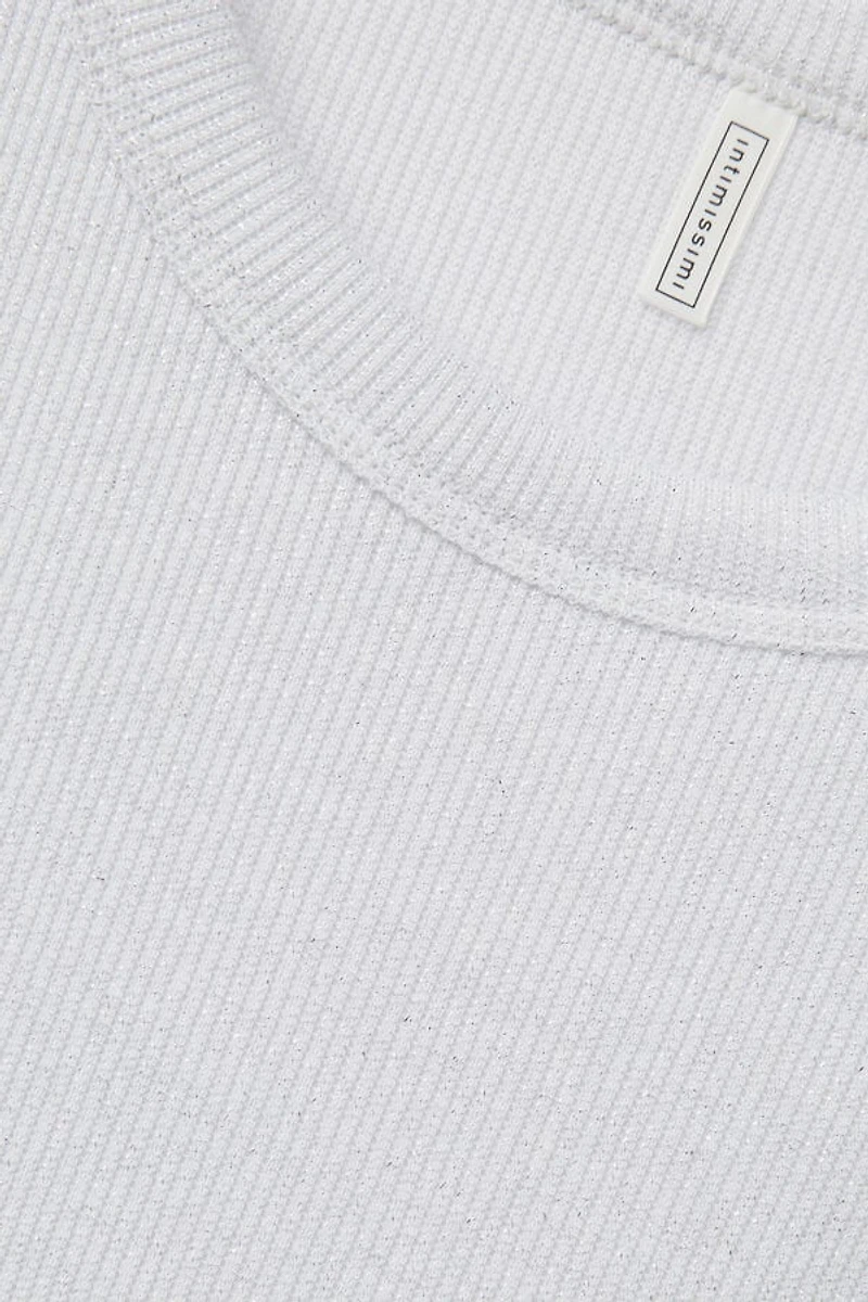 Ribbed Cotton Lamé Tank Top