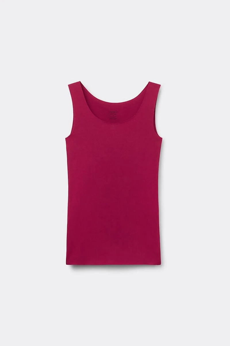 Raw Edge Round Neck Cotton Tank Top