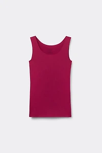 Raw Edge Round Neck Cotton Tank Top