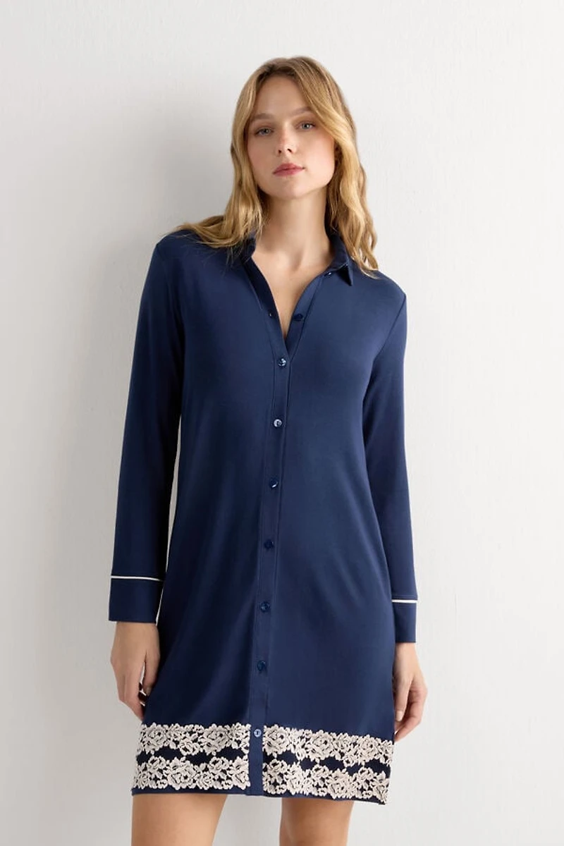 Pretty Flower Open Front Nightshirt