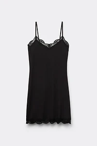Your Everyday Wear Ribbed Nightgown with Lace
