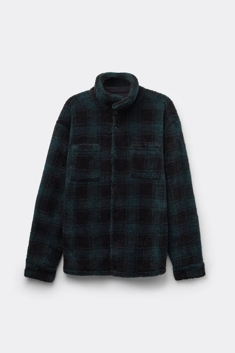 Black and Green Check Polar Fleece Overshirt
