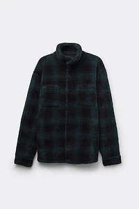 Black and Green Check Polar Fleece Overshirt