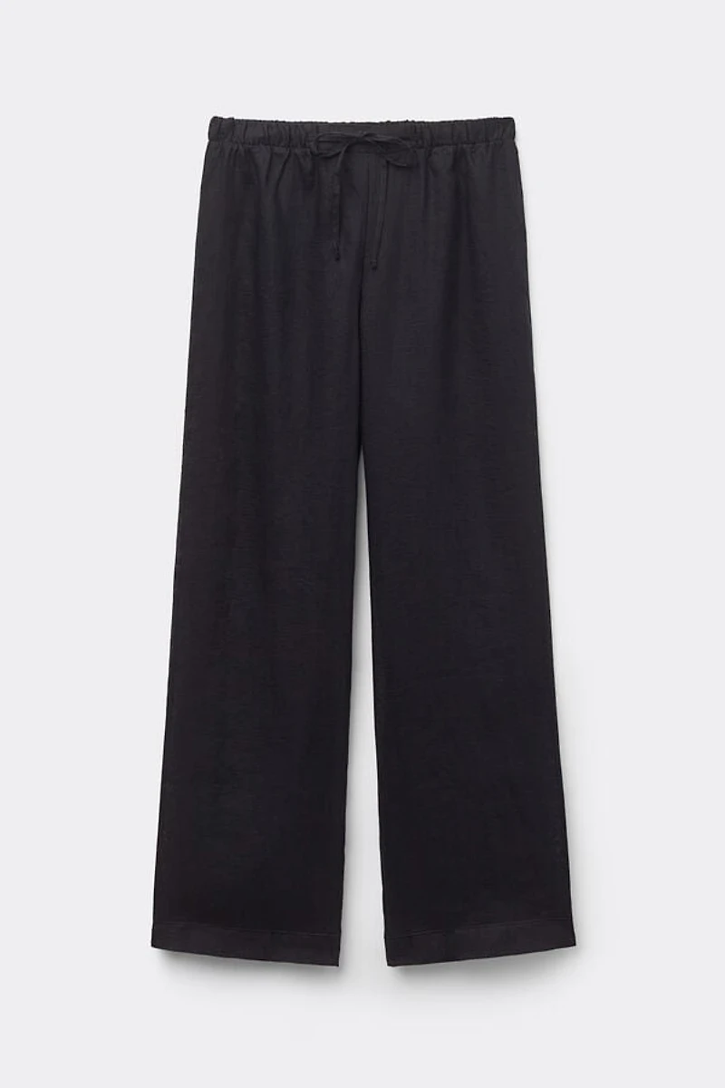 The Pure Linen Full Length Drawstring Pants Fabric