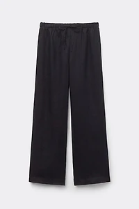 The Pure Linen Full Length Drawstring Pants Fabric