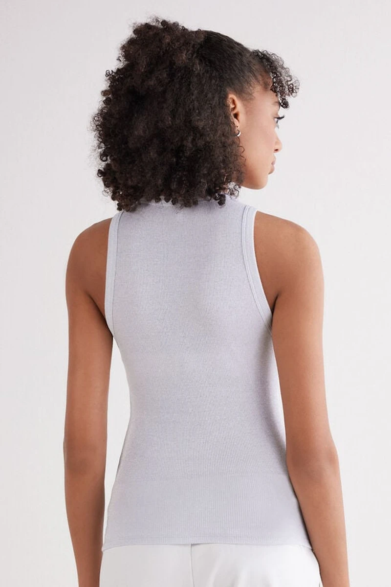 Ribbed Cotton Lamé Tank Top