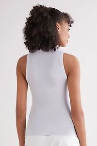 Ribbed Cotton Lamé Tank Top