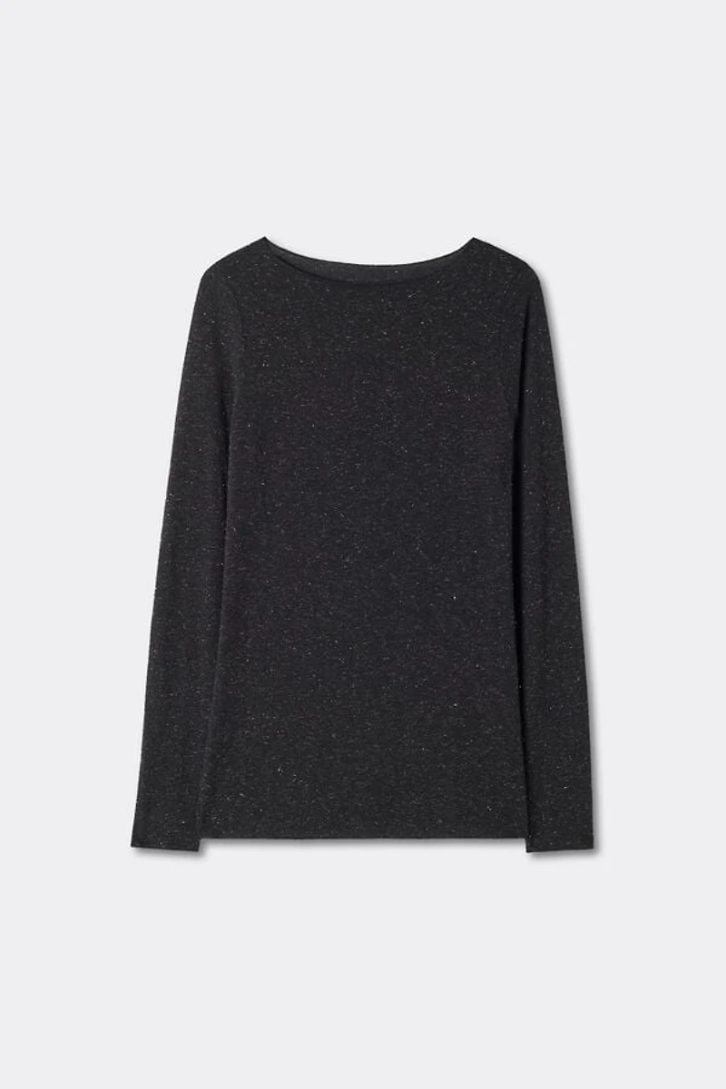 Crewneck Top Modal Light with Cashmere Lamé