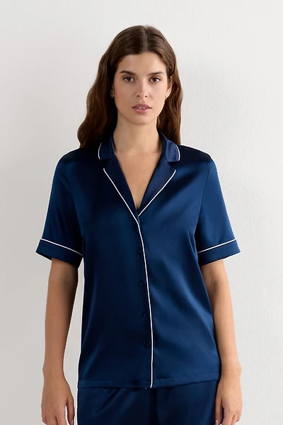 Menswear Cut Short Sleeve Silk Shirt