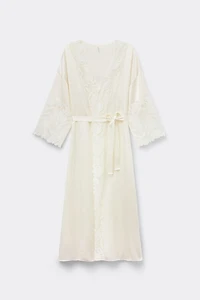 All About Flowers Long Silk Robe