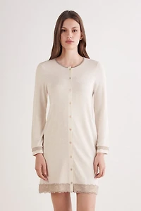 Button-Front Lace Detail Nightdress