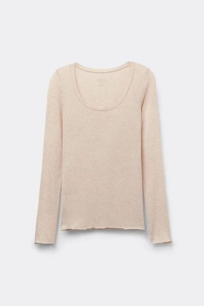 Long Sleeve Scoop Neck Top Ultralight Modal with Cashmere